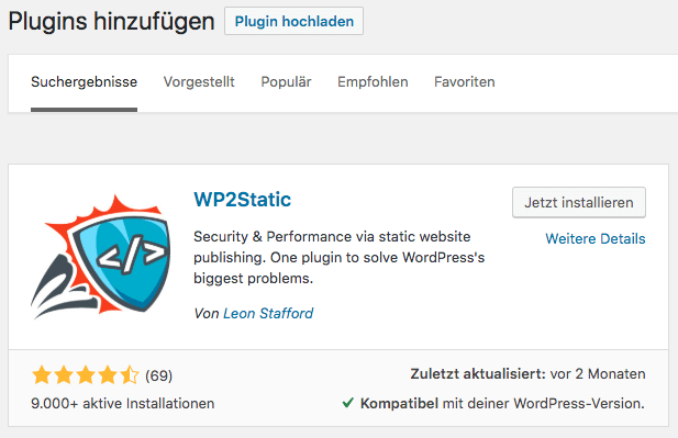 Static WordPress Plugin wp2static